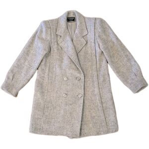 Karen Kane Light Gray Double-Breasted Wool Blend Coat